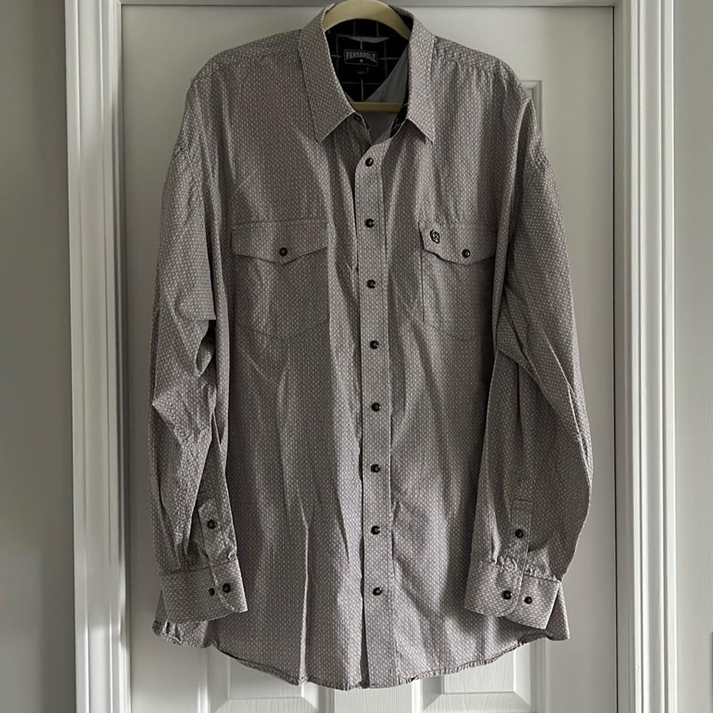 Panhandle Snap Western Shirt - Brown/White - XXLT / 2XLT